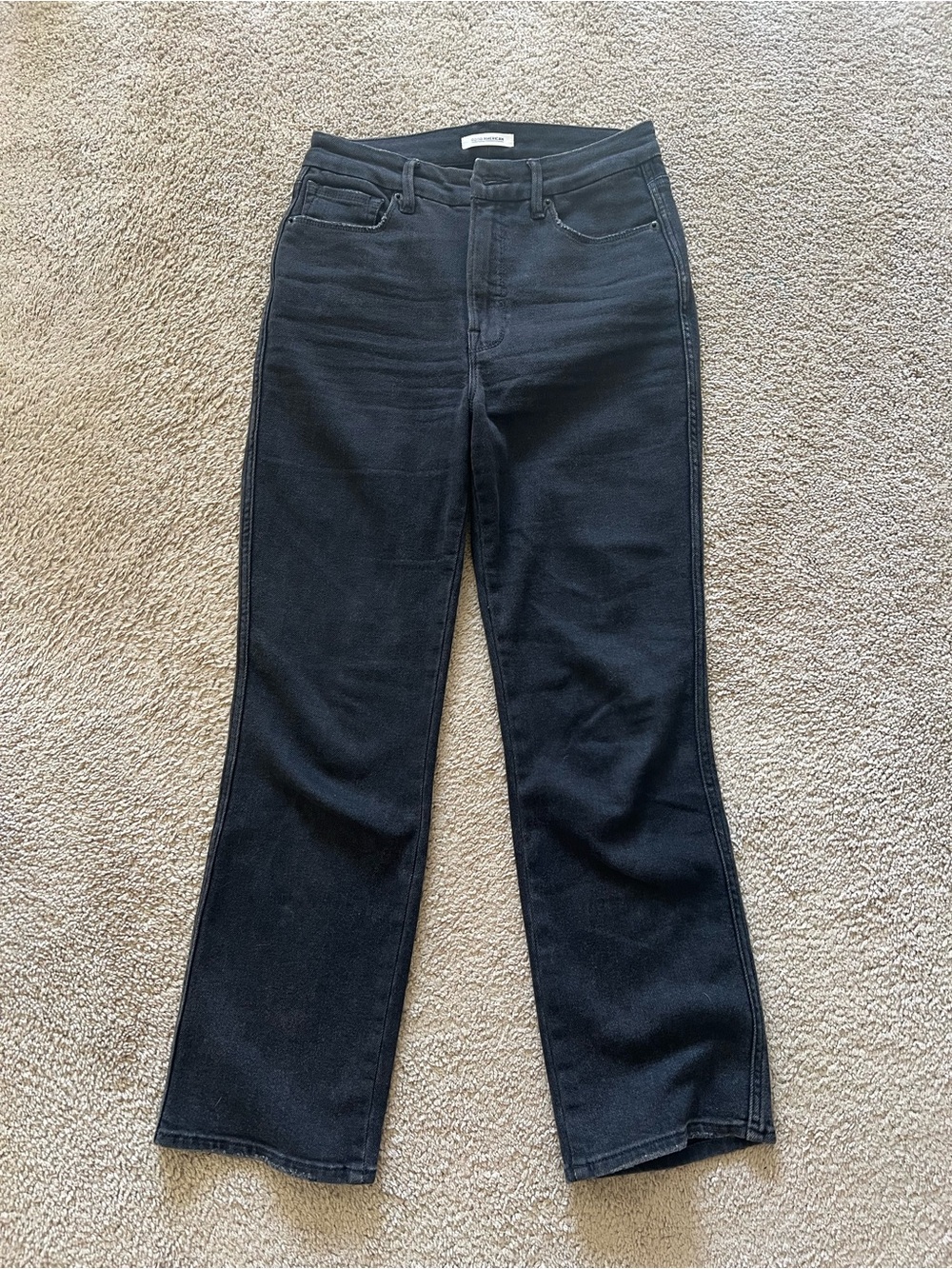 Good American Black High-Rise Straight Jeans